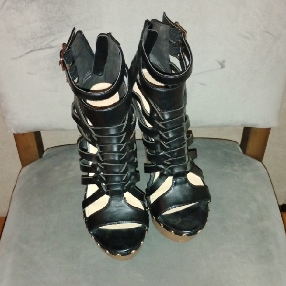 JustFab Black Strappy Heels